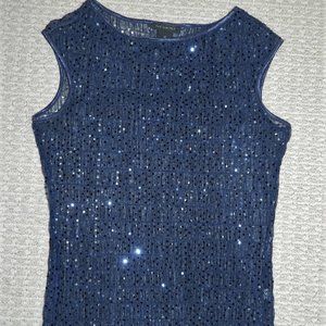THE LIMITED Navy Blue Sheer Sequined Top MED